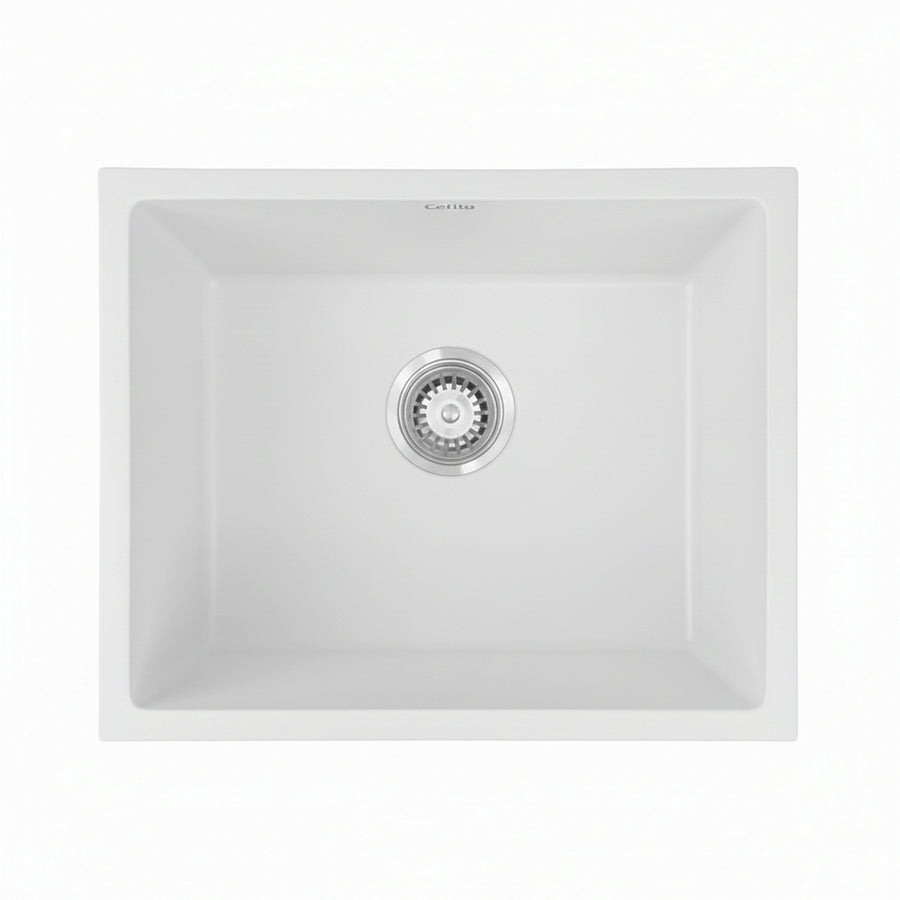 Cefito Kitchen Sink 55x45cm Granite Stone Sink Single Bowl White