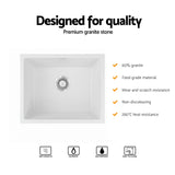 Cefito Kitchen Sink 55x45cm Granite Stone Sink Single Bowl White - 45-Degree Angle