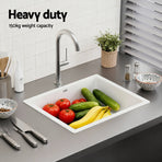 Cefito Kitchen Sink 55x45cm Granite Stone Sink Single Bowl White