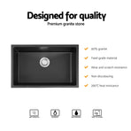 Cefito Kitchen Sink 70x45cm Granite Stone Sink Single Bowl Black