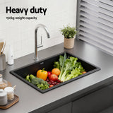 Cefito Kitchen Sink 70x45cm Granite Stone Sink Single Bowl Black - 45-Degree Angle