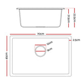 Cefito Kitchen Sink 70x45cm Granite Stone Sink Single Bowl White - Front View