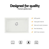 Cefito Kitchen Sink 70x45cm Granite Stone Sink Single Bowl White