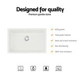 Cefito Kitchen Sink 70x45cm Granite Stone Sink Single Bowl White - Top-Down View