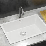 Cefito Kitchen Sink 70x45cm Granite Stone Sink Single Bowl White - Close-Up Angle