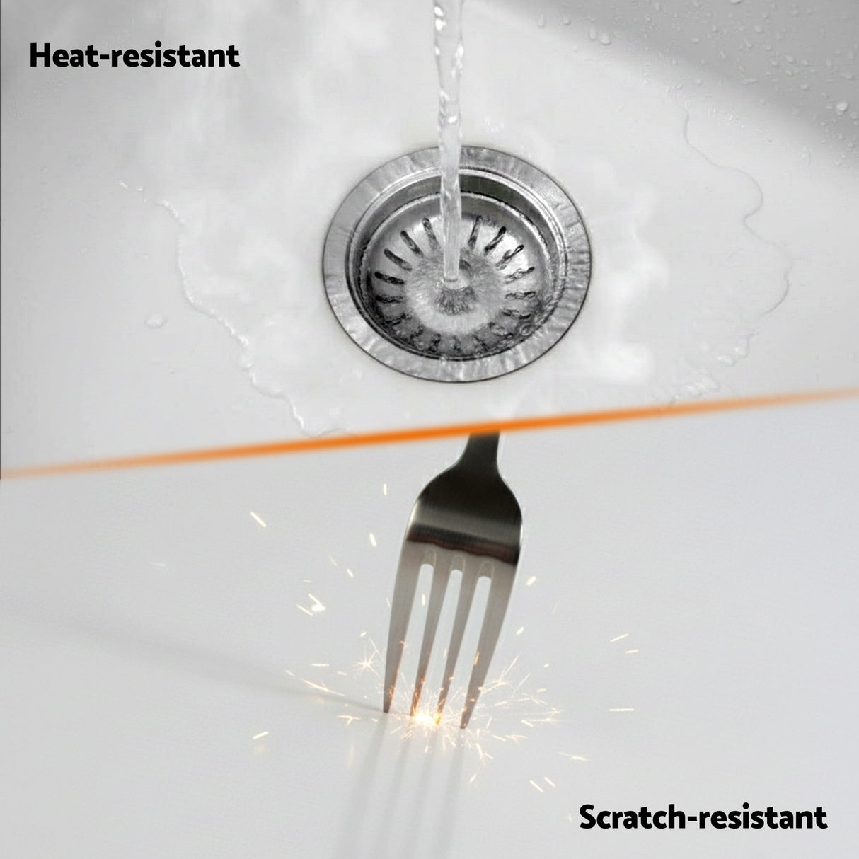 Cefito Kitchen Sink 77x45cm Granite Stone Sink Double Bowl White