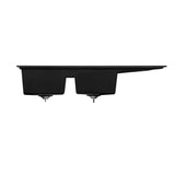 Cefito Kitchen Sink Stone Sink Granite Laundry Basin Double Bowl 116x49cm Black - Top-Down View