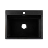 Cefito Kitchen Sink Granite Stone Sinks Basin Single Bowl Black 600mmx470mm - Side View