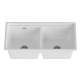 Cefito Kitchen Sink Stone Sink Granite Laundry Basin Double Bowl 79cmx46cm White - Side View