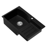 Cefito Kitchen Sink 74X45CM Granite Stone Basin Single Bowl Laundry Black - Side View