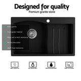 Cefito Kitchen Sink 74X45CM Granite Stone Basin Single Bowl Laundry Black - Top-Down View