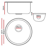 Cefito Stone Kitchen Sink Round 430MM Granite Under/Topmount Basin Bowl Laundry White - Front View