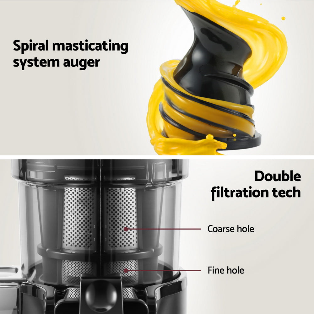 Devanti 130W Cold Press Masticating Juicer - Black