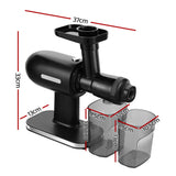 Devanti 160W Black Cold Press Masticating Juicer for Fresh Fruit Juice Extraction - Front View