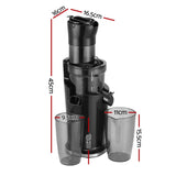 Devanti 200W Cold Press Masticating Juicer - Black Fruit Juice Extractor - Front View