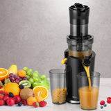 Devanti 200W Cold Press Masticating Juicer - Black Fruit Juice Extractor - Top-Down View