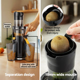 Devanti 200W Cold Press Masticating Juicer - Black Fruit Juice Extractor - Top-Down View