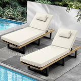 Livsip 2X Sun Lounge Outdoor Lounger Beige - Front View