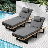 Livsip 2X Sun Lounge Outdoor Lounger Grey - Front View