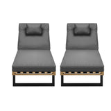 Livsip 2X Sun Lounge Outdoor Lounger Grey - Side View