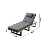 Livsip 2X Sun Lounge Outdoor Lounger Grey - Rear View