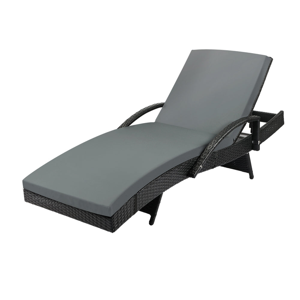 Livsip Outdoor Sun Lounger Waterproof Adjustable Black