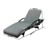Livsip Outdoor Sun Lounger Waterproof Adjustable Black