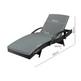 Livsip Outdoor Sun Lounger Waterproof Adjustable Black - Front View