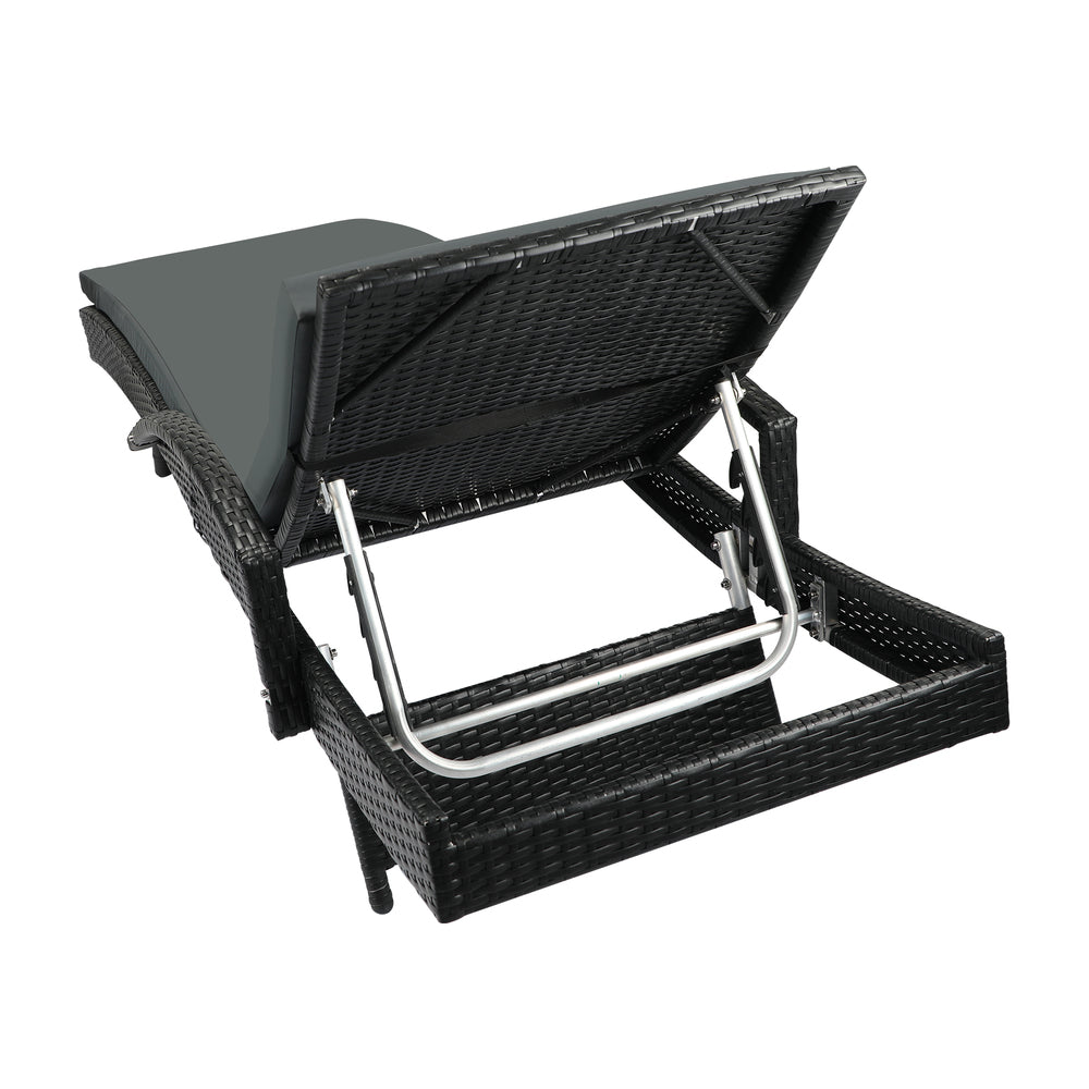 Livsip Outdoor Sun Lounger Waterproof Adjustable Black