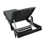 Livsip Outdoor Sun Lounger Waterproof Adjustable Black - Side View