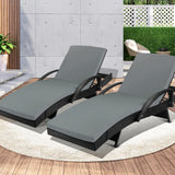 Livsip Outdoor Sun Lounger Waterproof Adjustable Black X2
