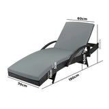 Livsip Outdoor Sun Lounger Waterproof Adjustable Black  X2 - Rear View