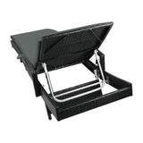 Livsip Outdoor Sun Lounger Waterproof Adjustable Black X2