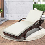 Livsip Outdoor Sun Lounger Waterproof Adjustable Beige&Brown - 45-Degree Angle
