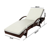Livsip Outdoor Sun Lounger Waterproof Adjustable Beige&Brown - Side View