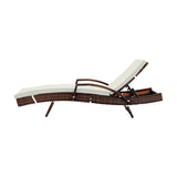 Livsip Outdoor Sun Lounger Waterproof Adjustable Beige&Brown - Top-Down View