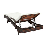 Livsip Outdoor Sun Lounger Waterproof Adjustable Beige&Brown - Rear View