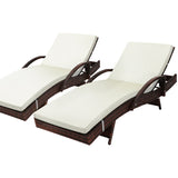 Livsip Outdoor Sun Lounger Waterproof Adjustable Beige&Brown X2