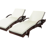 Livsip Outdoor Sun Lounger Waterproof Adjustable Beige&Brown X2