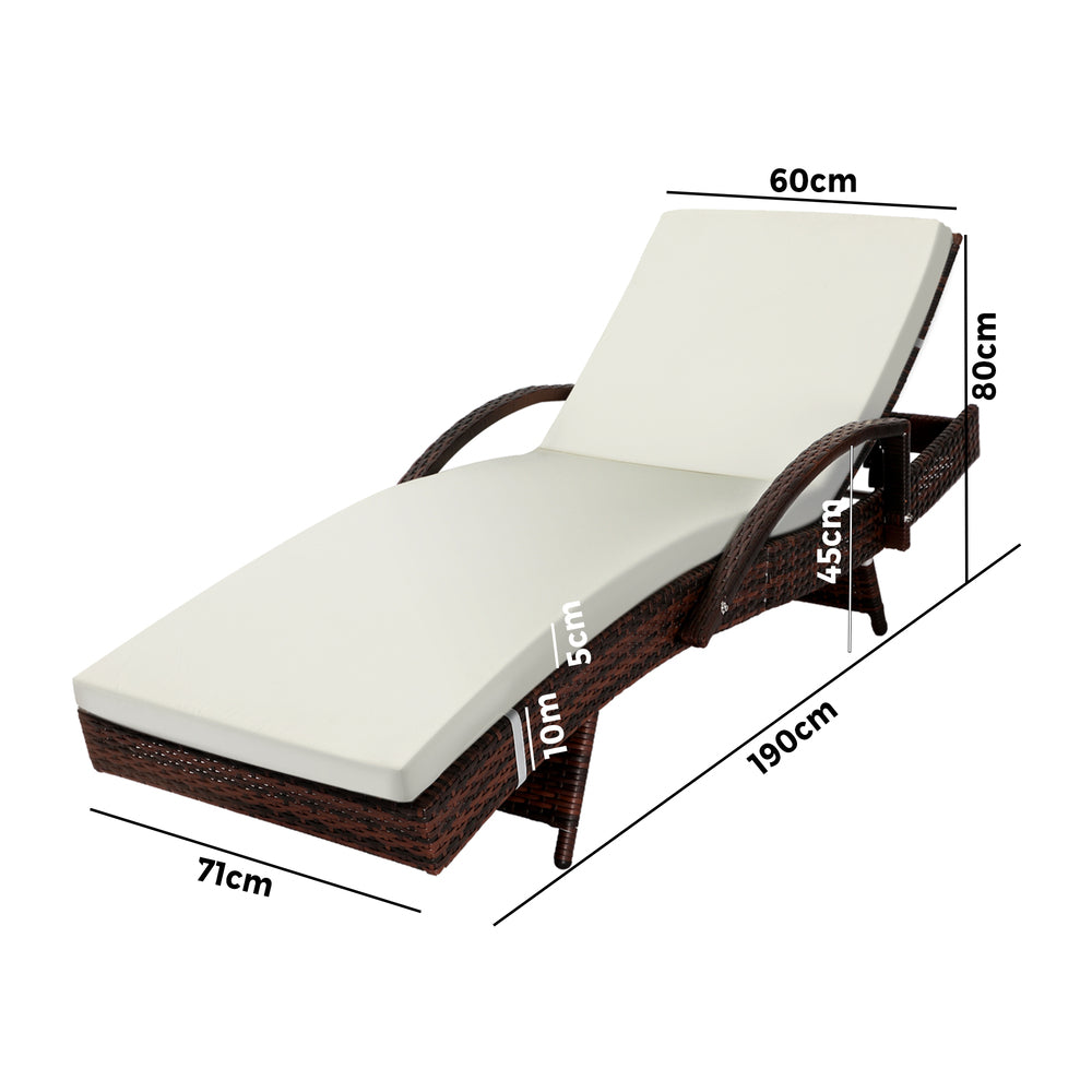 Livsip Outdoor Sun Lounger Waterproof Adjustable Beige&Brown X2