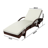 Livsip Outdoor Sun Lounger Waterproof Adjustable Beige&Brown X2 - Side View