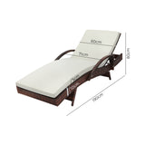 Livsip Outdoor Sun Lounger Waterproof Adjustable Beige&Brown X2 - Close-Up Angle