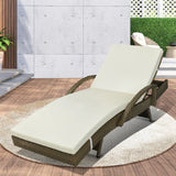 Livsip Outdoor Sun Lounger Waterproof Adjustable Grey&Beige - Side View