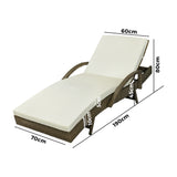 Livsip Outdoor Sun Lounger Waterproof Adjustable Grey&Beige - Rear View