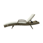 Livsip Outdoor Sun Lounger Waterproof Adjustable Grey&Beige