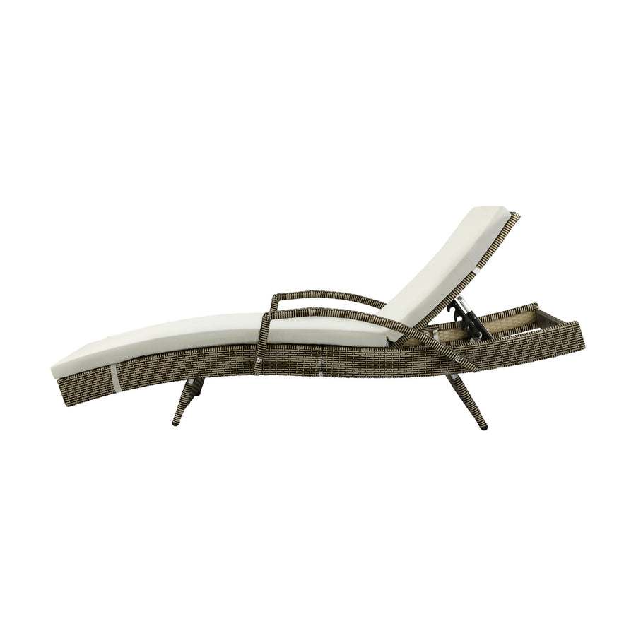 Livsip Outdoor Sun Lounger Waterproof Adjustable Grey&Beige