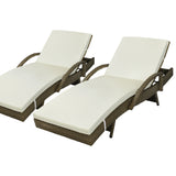 Livsip Outdoor Sun Lounger Waterproof Adjustable Grey&Beige X2