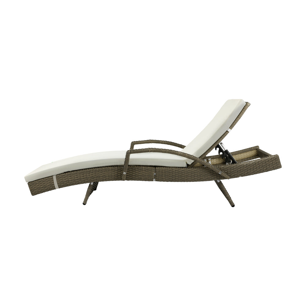 Livsip Outdoor Sun Lounger Waterproof Adjustable Grey&Beige X2