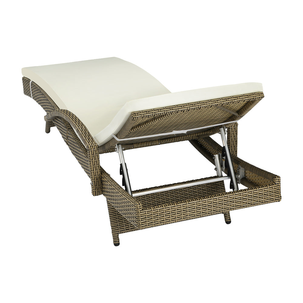 Livsip Outdoor Sun Lounger Waterproof Adjustable Grey&Beige X2