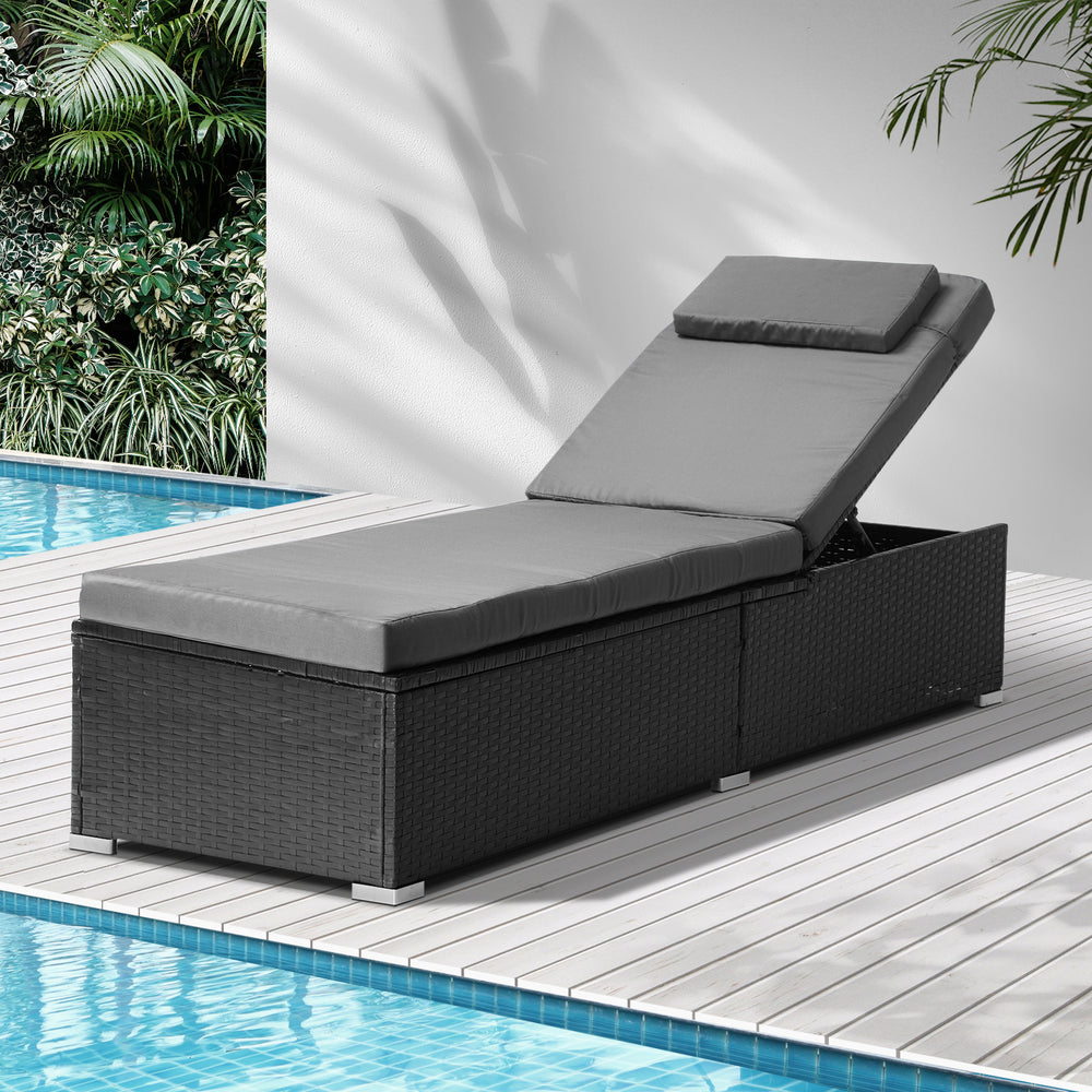 Livsip Sun Lounge Adjustable Reclining Angle Black&Grey